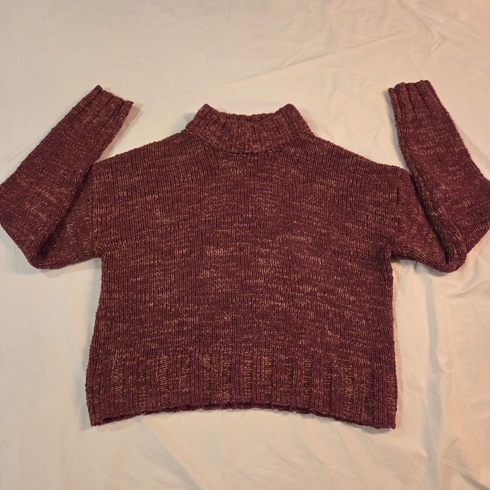 Women's SO Marled Burgundy Mock Turtleneck Sweater